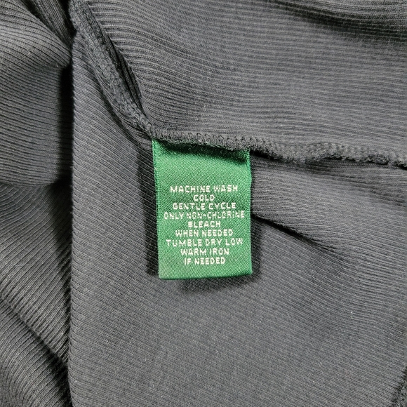 LRL Ralph Lauren Top Womens 2X Black Cotton Knit Crochet Cap Sleeve V Neck Shirt - Picture 5 of 7